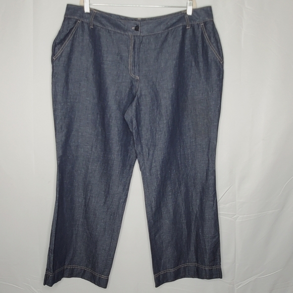 Talbots Woman Petites Heritage Pants Size 22W Linen Cotton Blend Wide Leg NEW - Picture 13 of 13